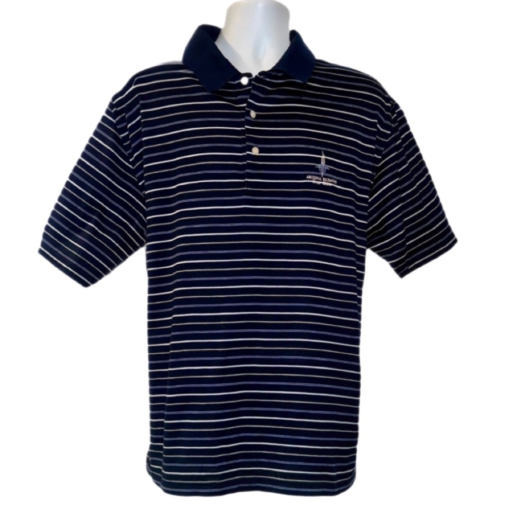 Vintage Arizona Biltmore Golf Club Polo Shirt Men’s L Navy Stripe Cotton